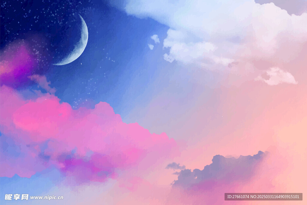 手绘水彩粉彩天空背景