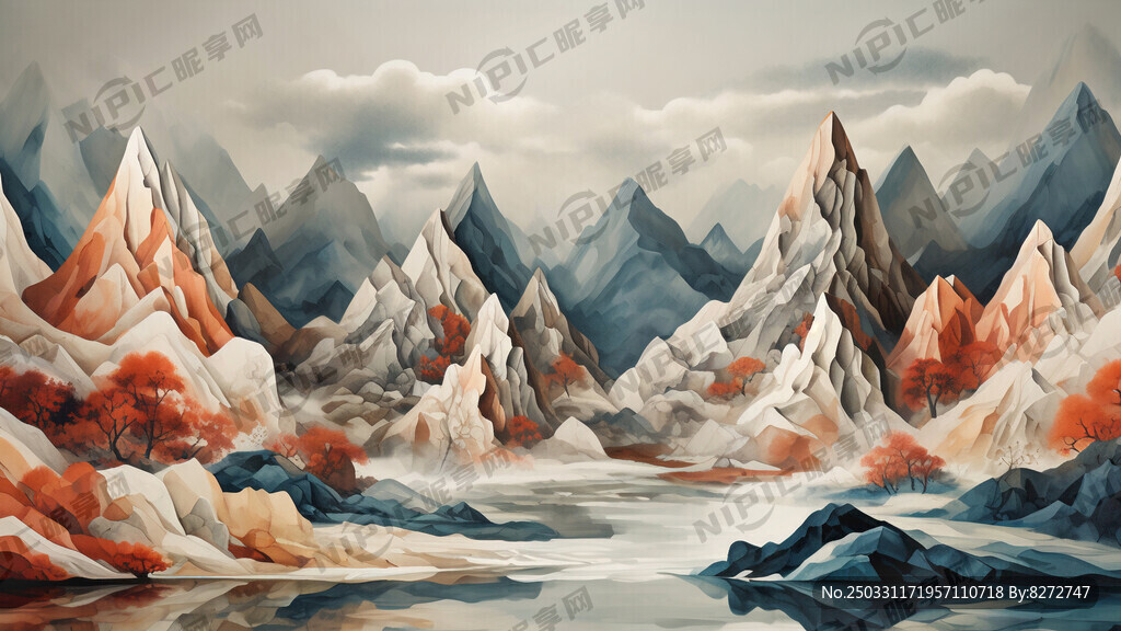 立体 抽象山水背景