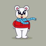 穿着红色衣服戴着蓝色围巾的卡通