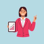 手持平板电脑展示图表的女士
