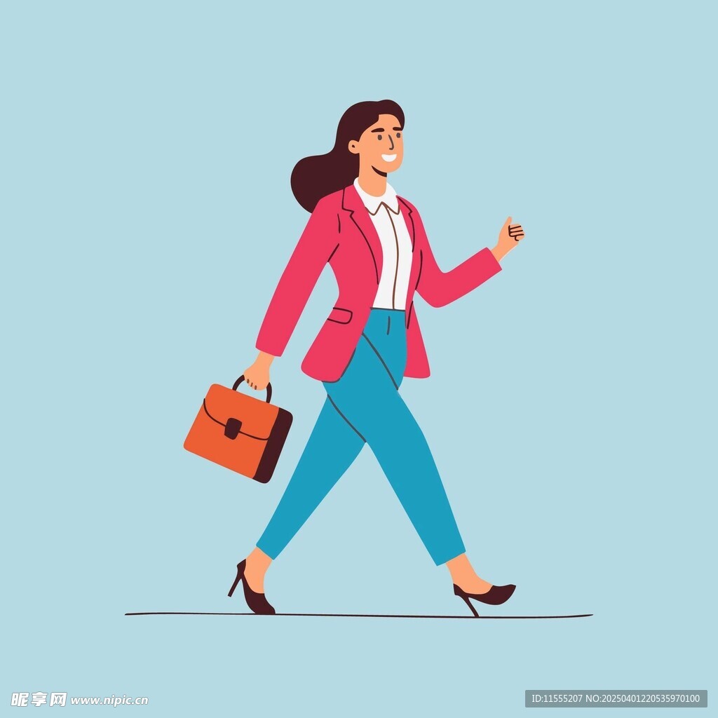 拿着公文包走路的女士