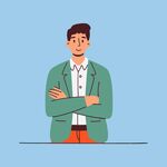 商务男办公客服双臂交叉的男士