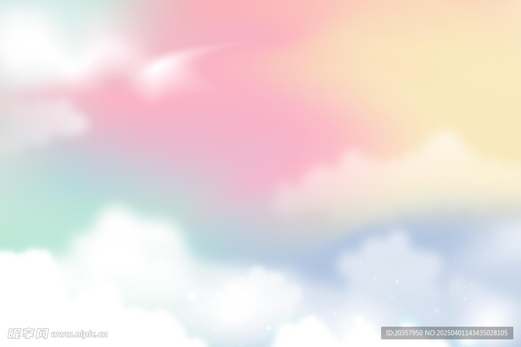  水彩天空 渐变云朵背景 