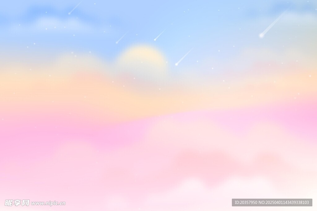  水彩天空 渐变云朵背景 