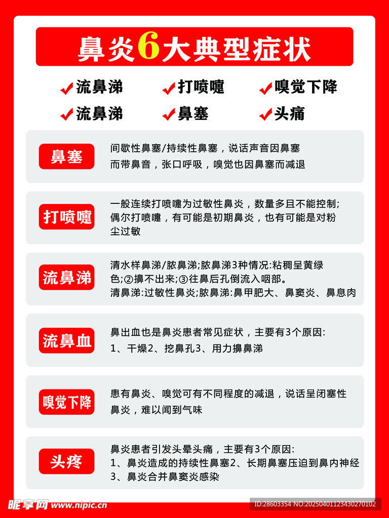 鼻炎六大典型症状