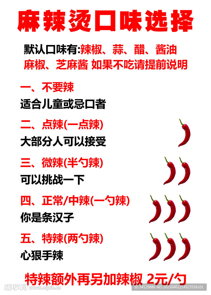 口味辣度选择