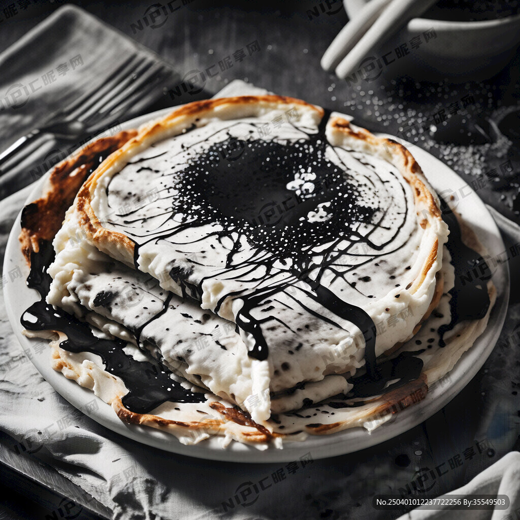 蛋饼黑白画