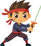 男孩武士剑士