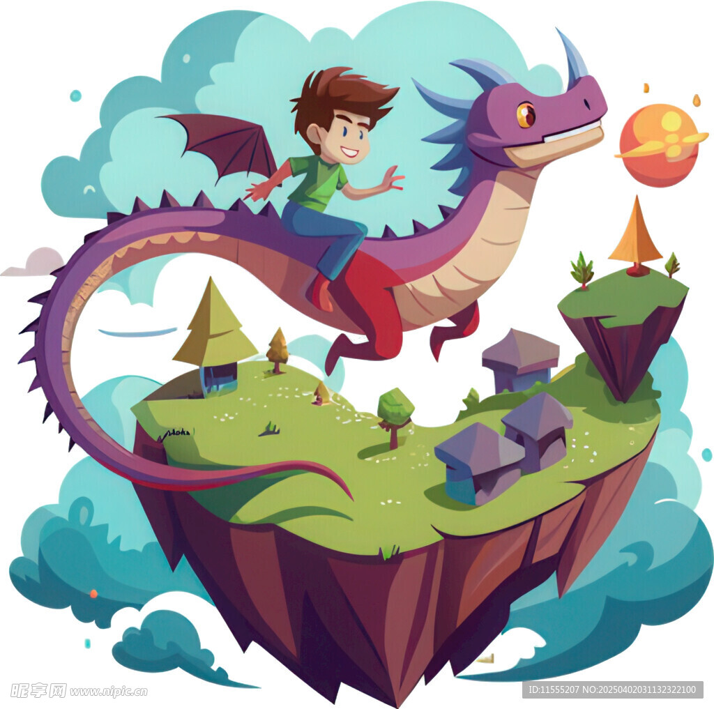 男孩与龙幻想场景很奇幻