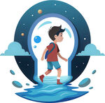 男孩通过星门