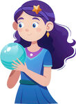 女孩捧气球造型甜美梦幻