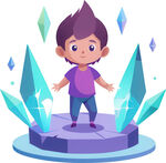 男孩站冰晶造型梦幻迷人免抠图