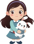 女孩怀抱萌宠可爱免抠图