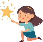 女孩施魔法姿态梦幻又迷人免抠图