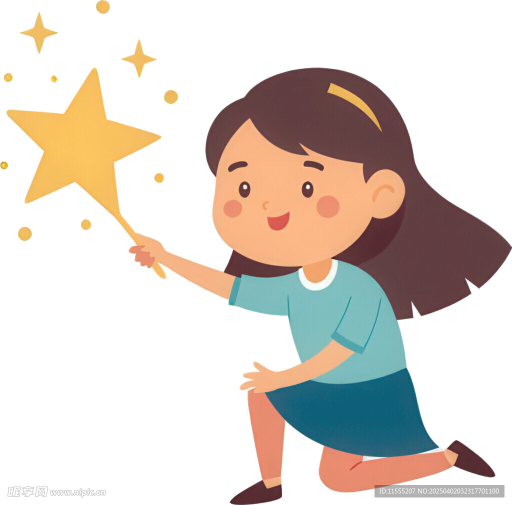 女孩施魔法姿态梦幻又迷人免抠图
