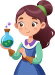 女孩持瓶似做魔法实验