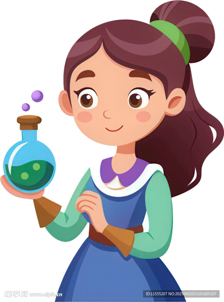 女孩持瓶似做魔法实验