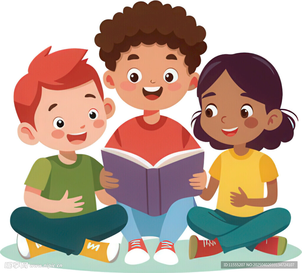 众孩子围坐共阅读书籍