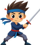 小孩扮剑士英姿飒爽免抠图