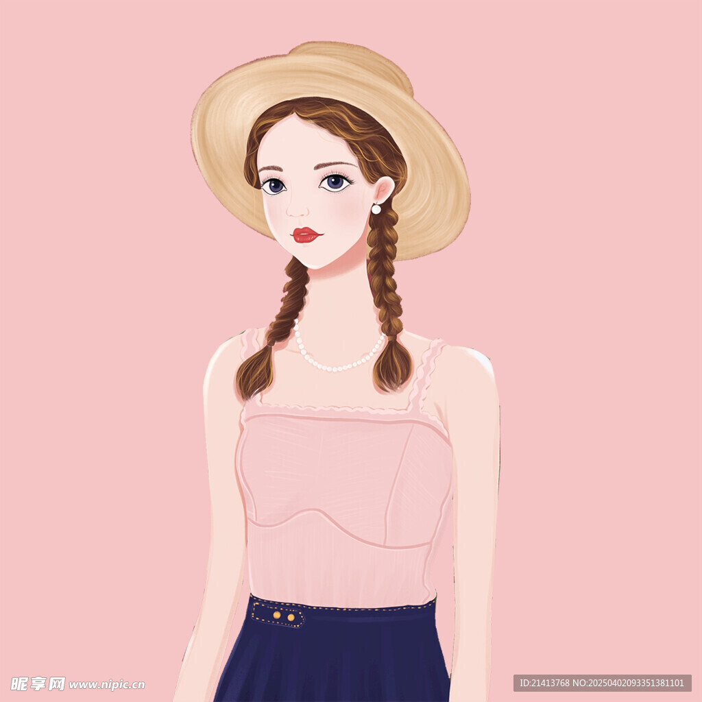 戴草帽女孩 