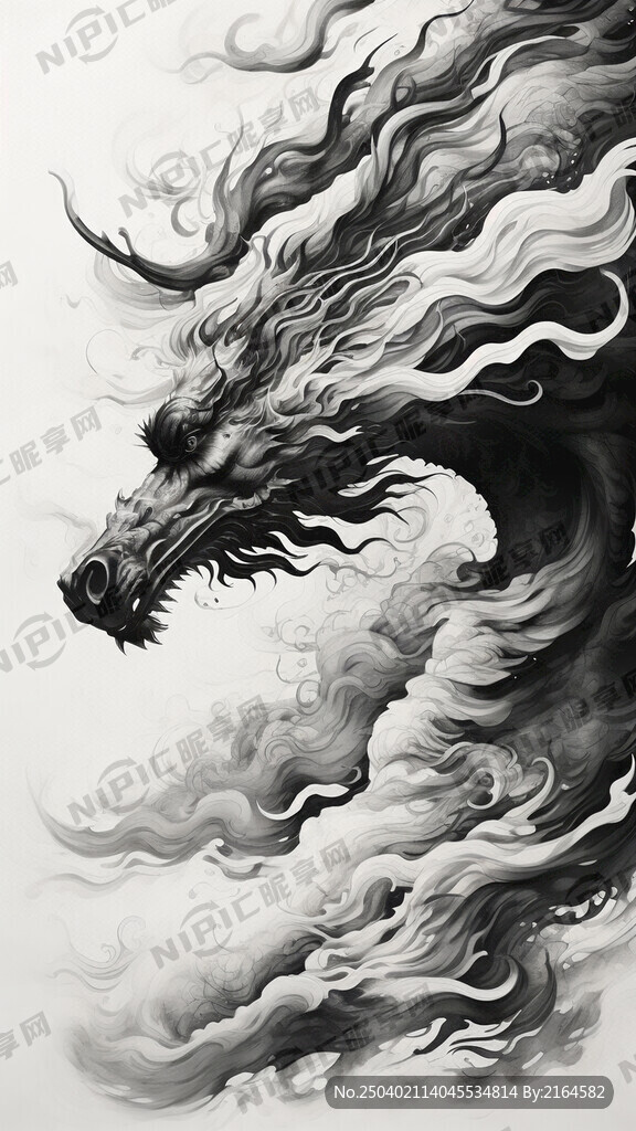 有祥云 线描画 黑白颜色