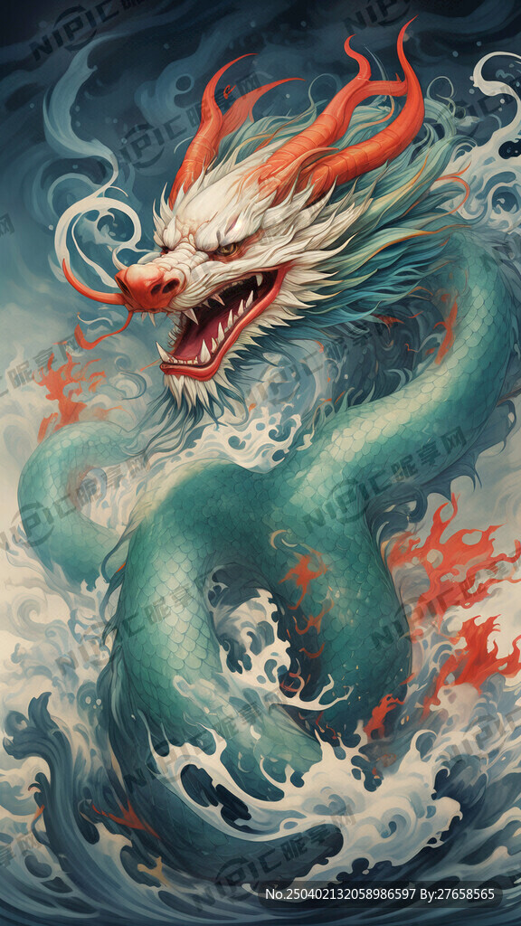 一幅展现中国传统神话元素的插画