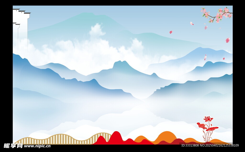 徽派背景  山水