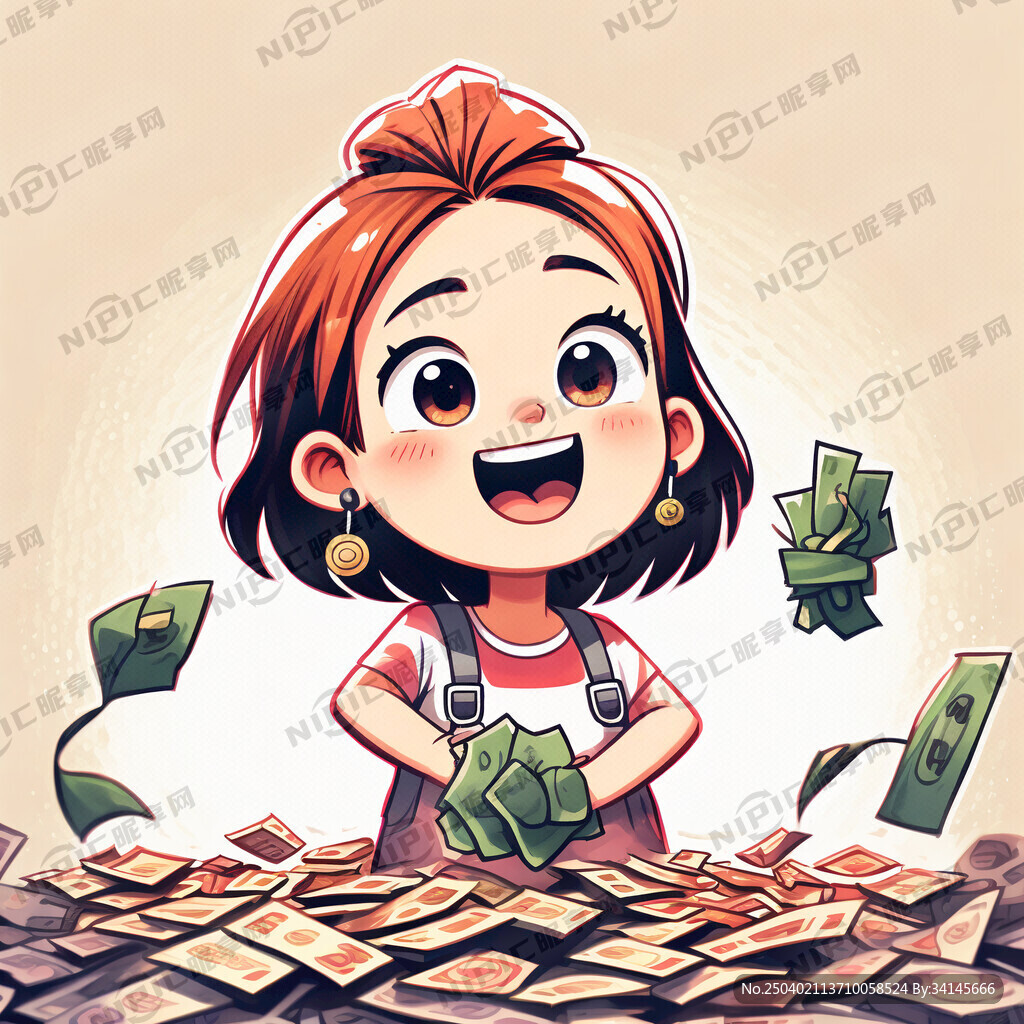 有钱花 卡通女孩 微信头像