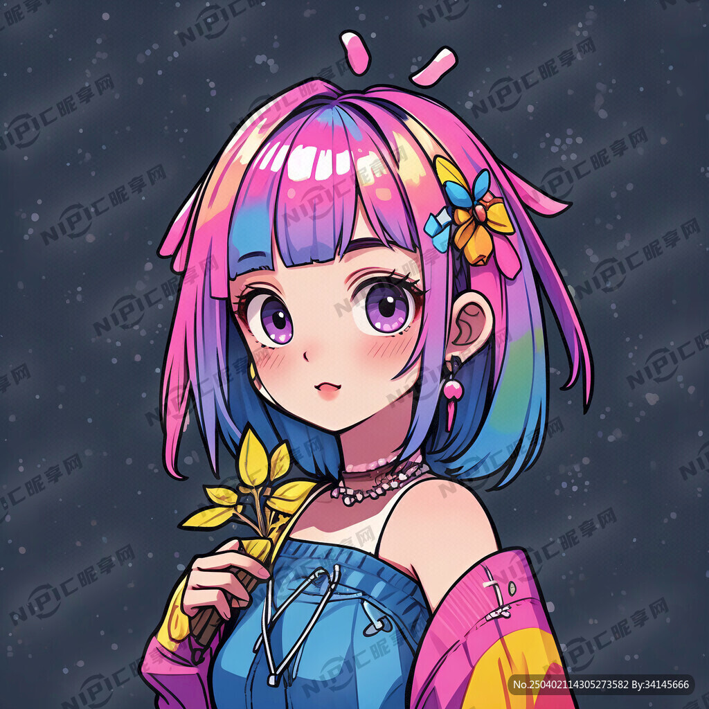 有钱花 卡通女孩齐肩发齐刘海