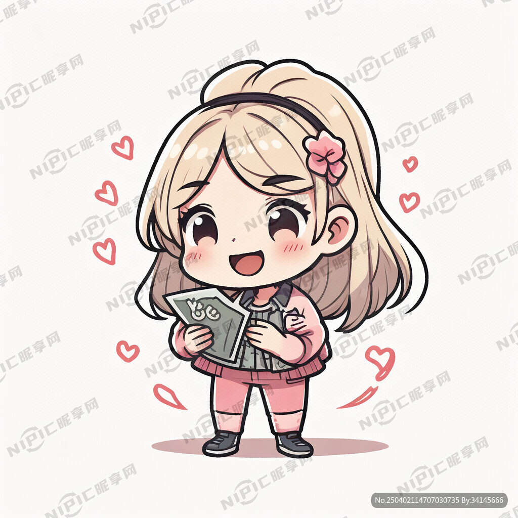 有钱花 卡通女孩齐肩发齐刘海