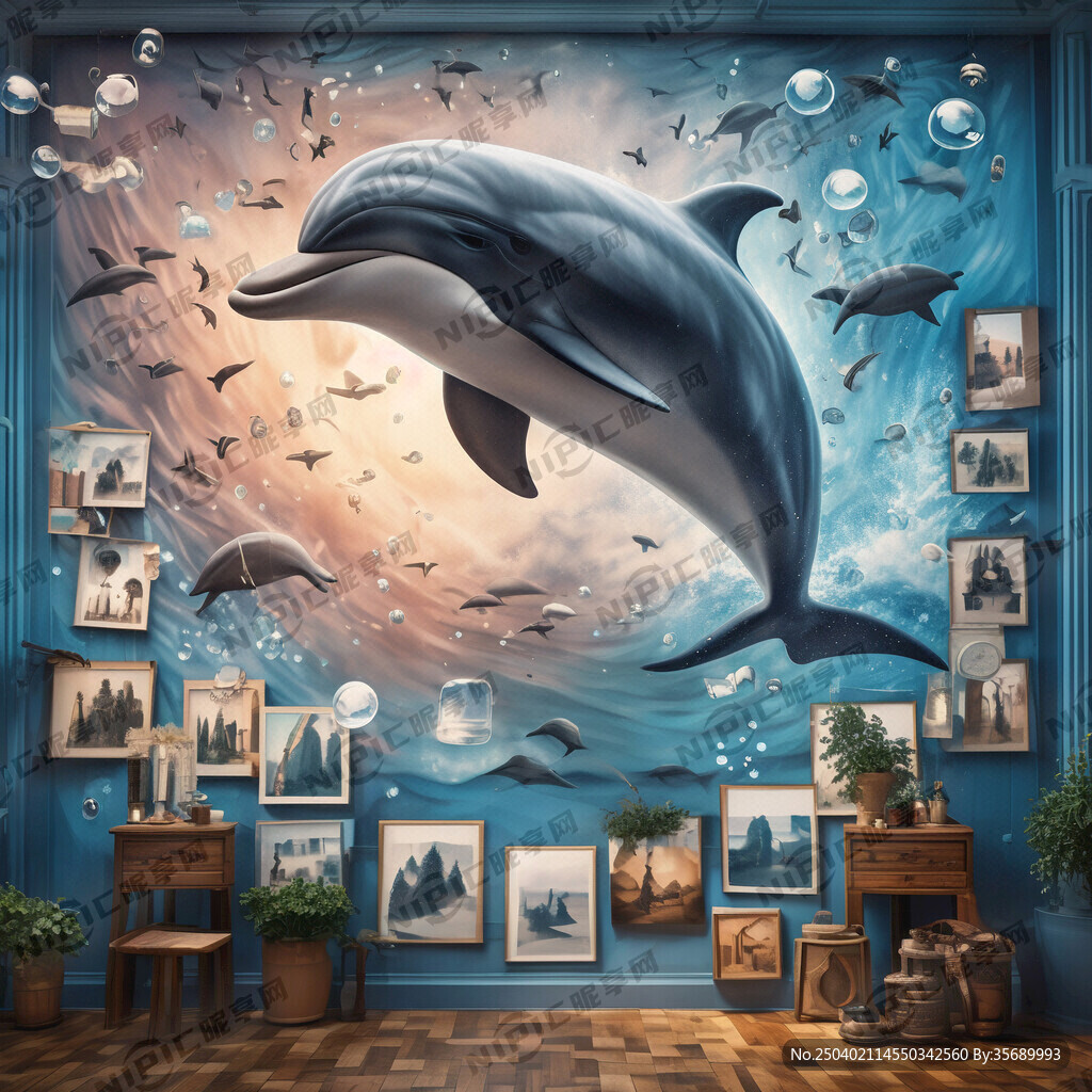 海豚主题 照片文化墙