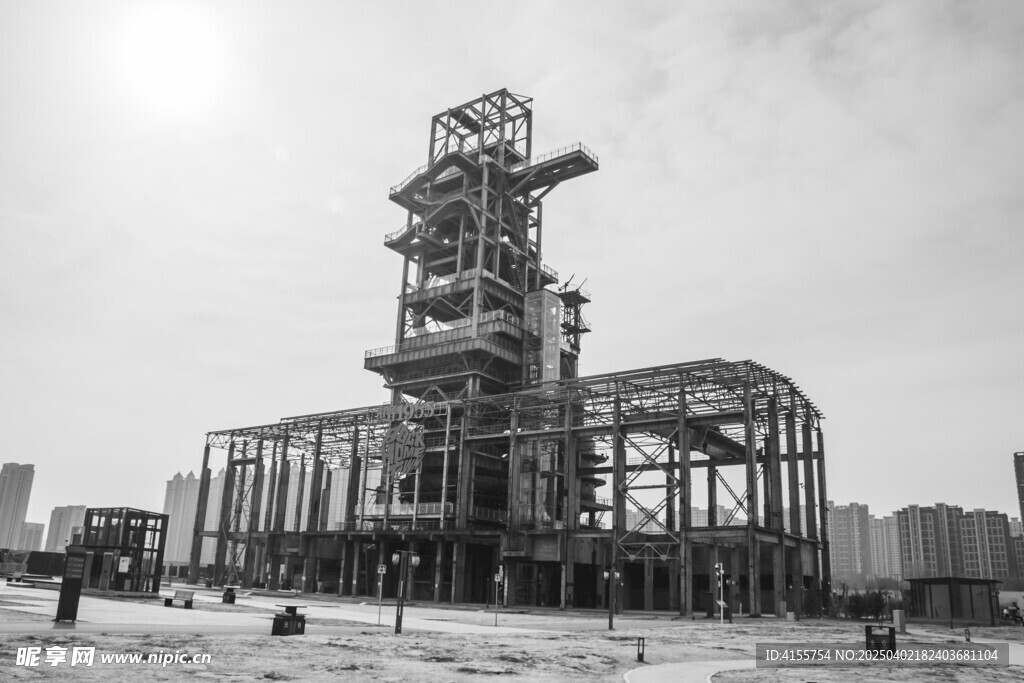 黑白工业建筑复杂架构