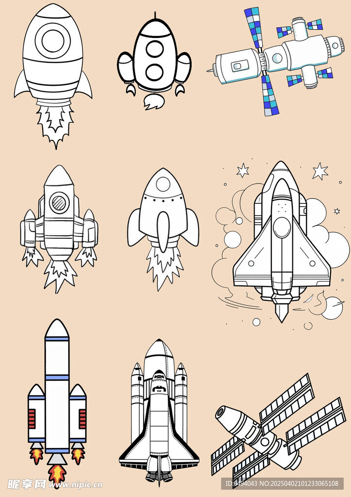 航天飞机火箭宇宙探索元素大合集
