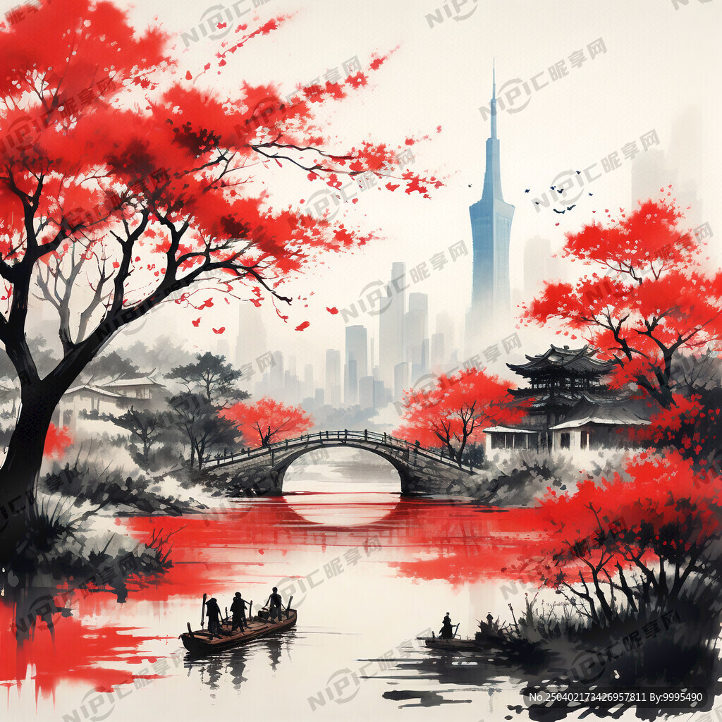 岭南风情 红色木棉花开 广州