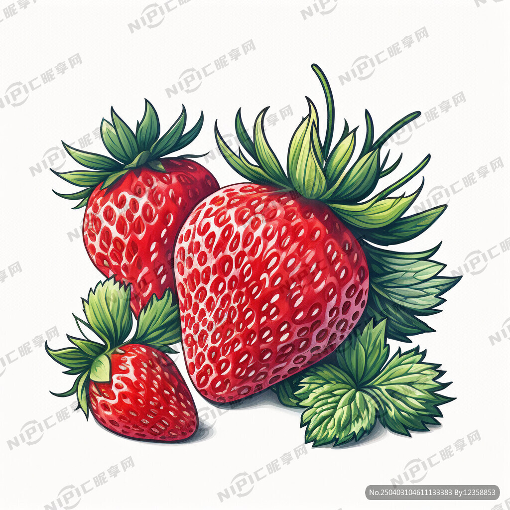 草莓 手绘插画 质感细腻