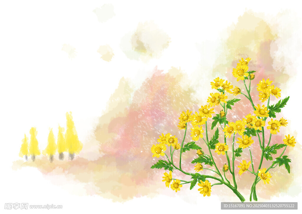 卡通手绘花卉插画元素