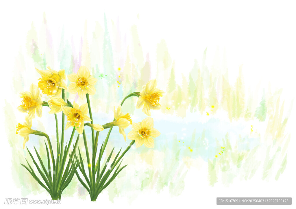卡通手绘水仙花插画元素