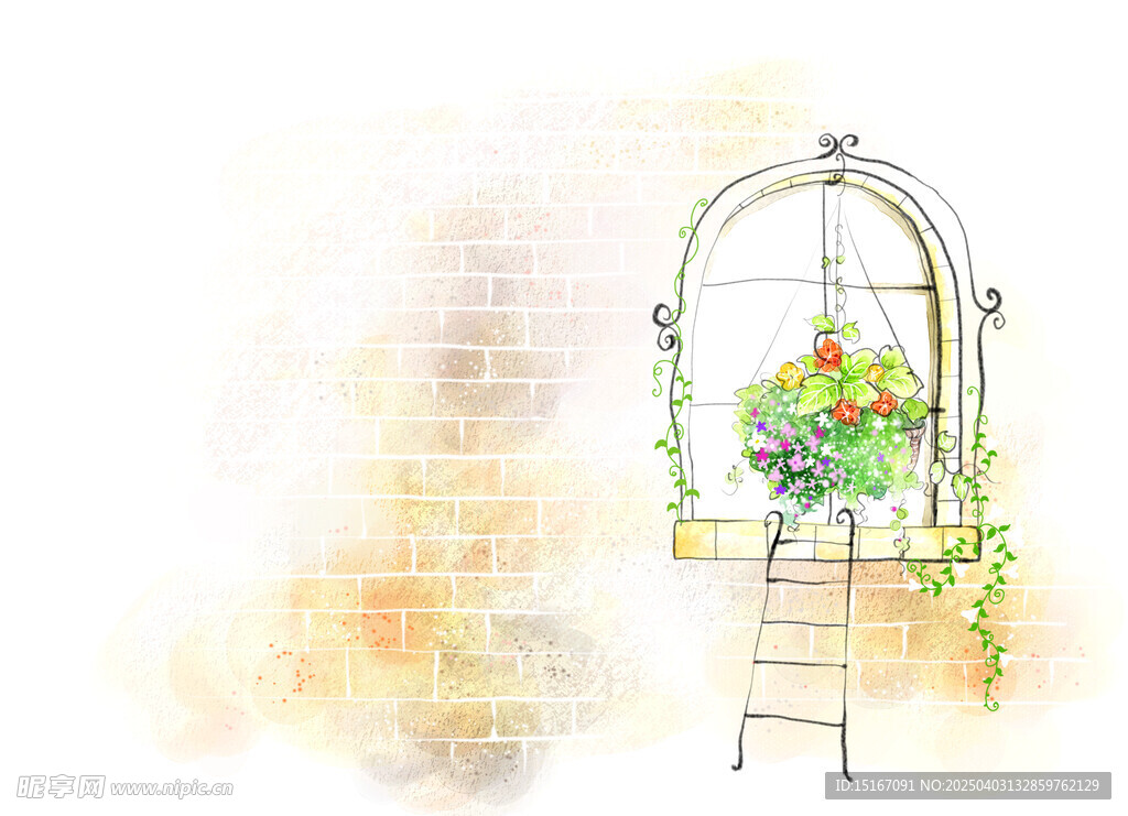 卡通手绘花卉插画元素