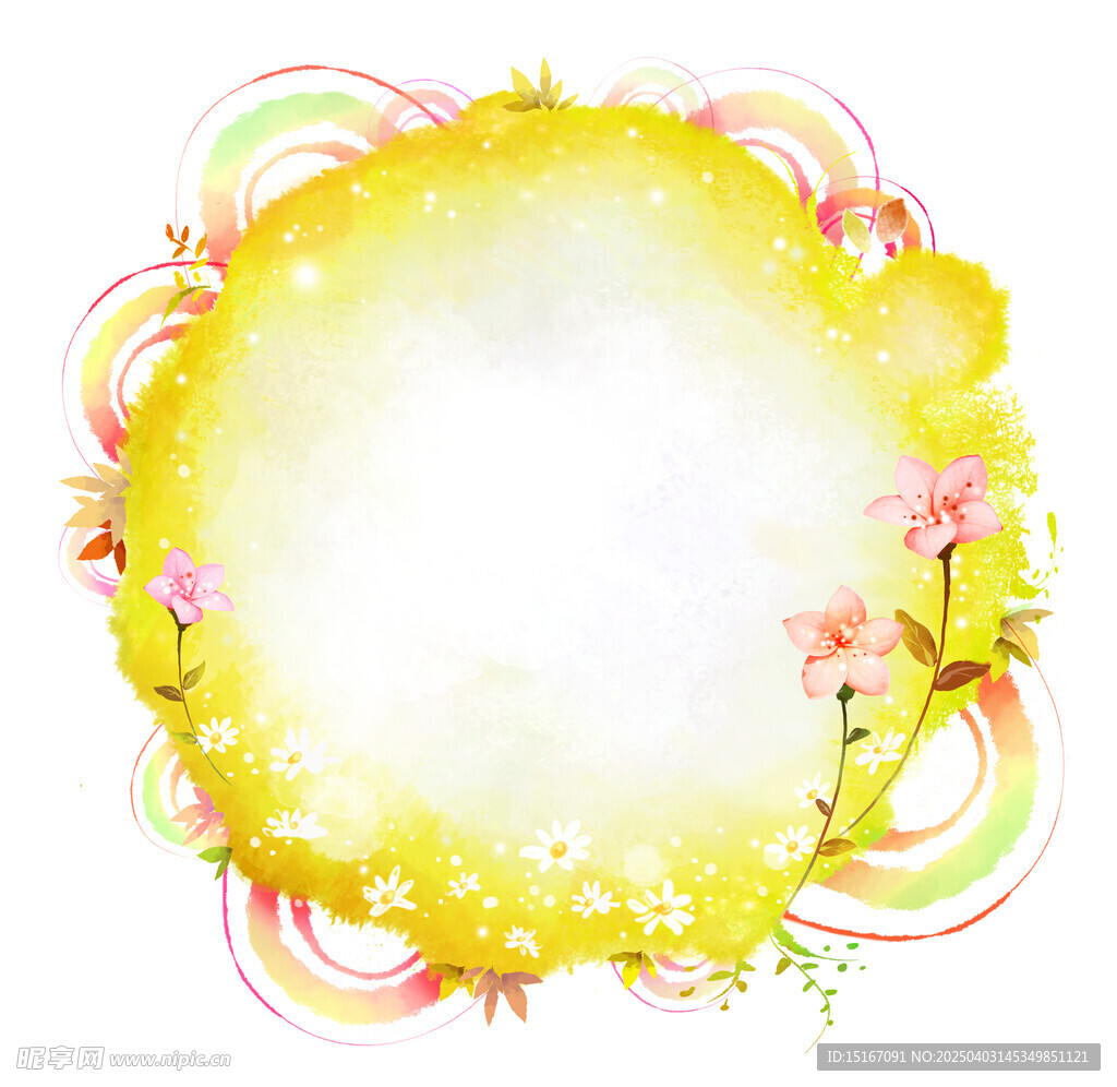 抽象卡通花卉插画元素