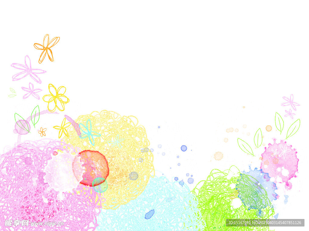 抽象卡通花卉插画元素