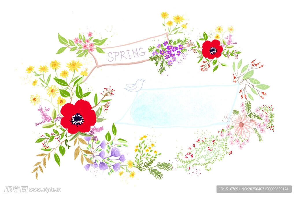 卡通手绘花卉插画元素