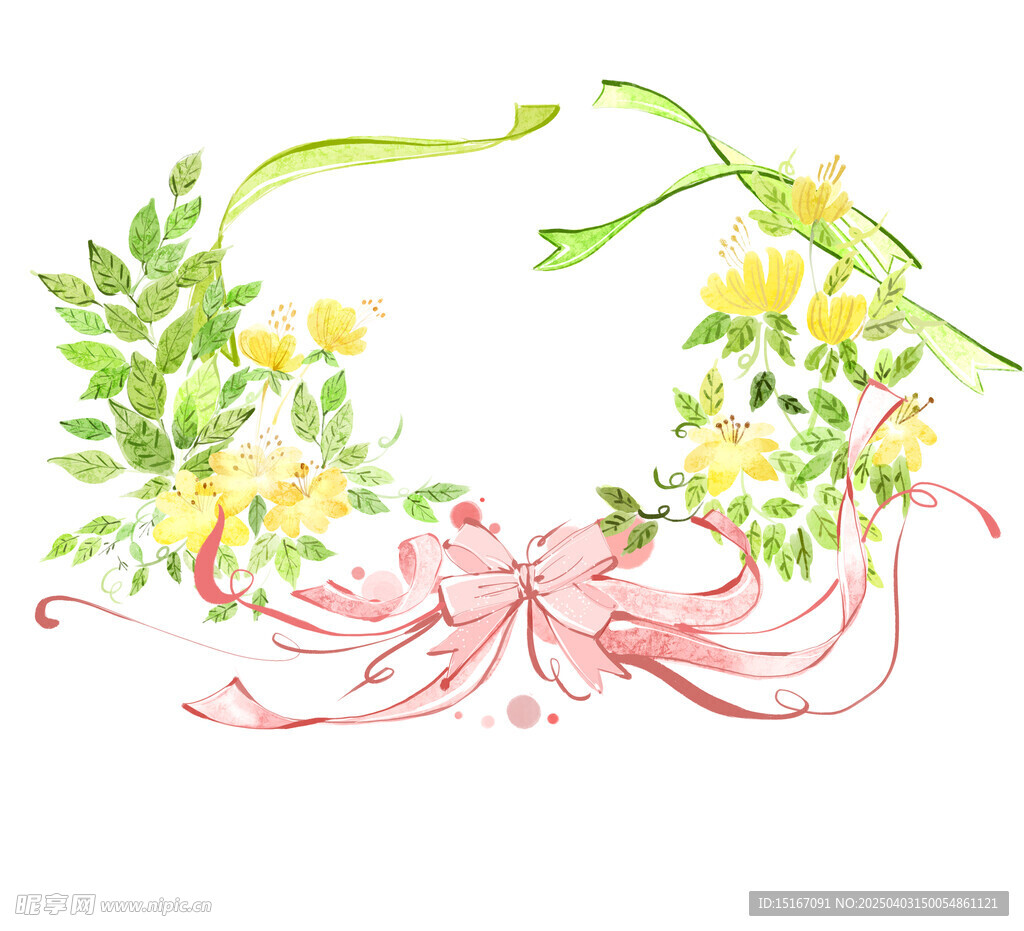 卡通花卉鲜花花边丝带元素