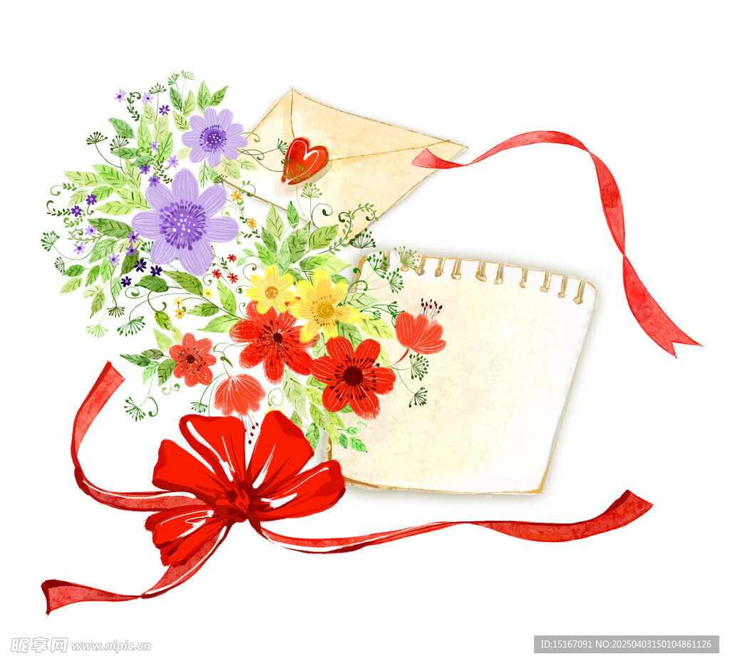 卡通花卉鲜花花边丝带元素