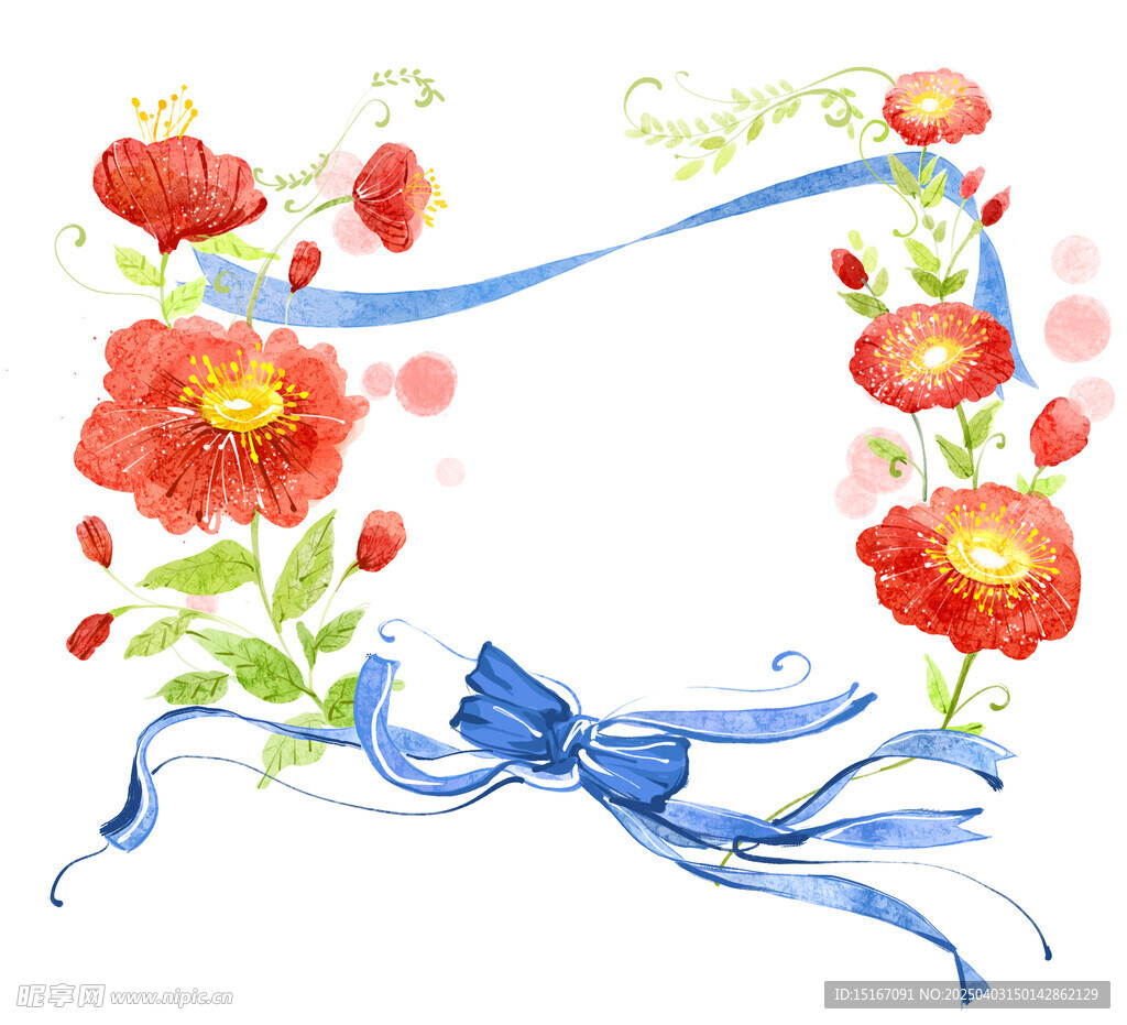 卡通花卉鲜花花边丝带元素