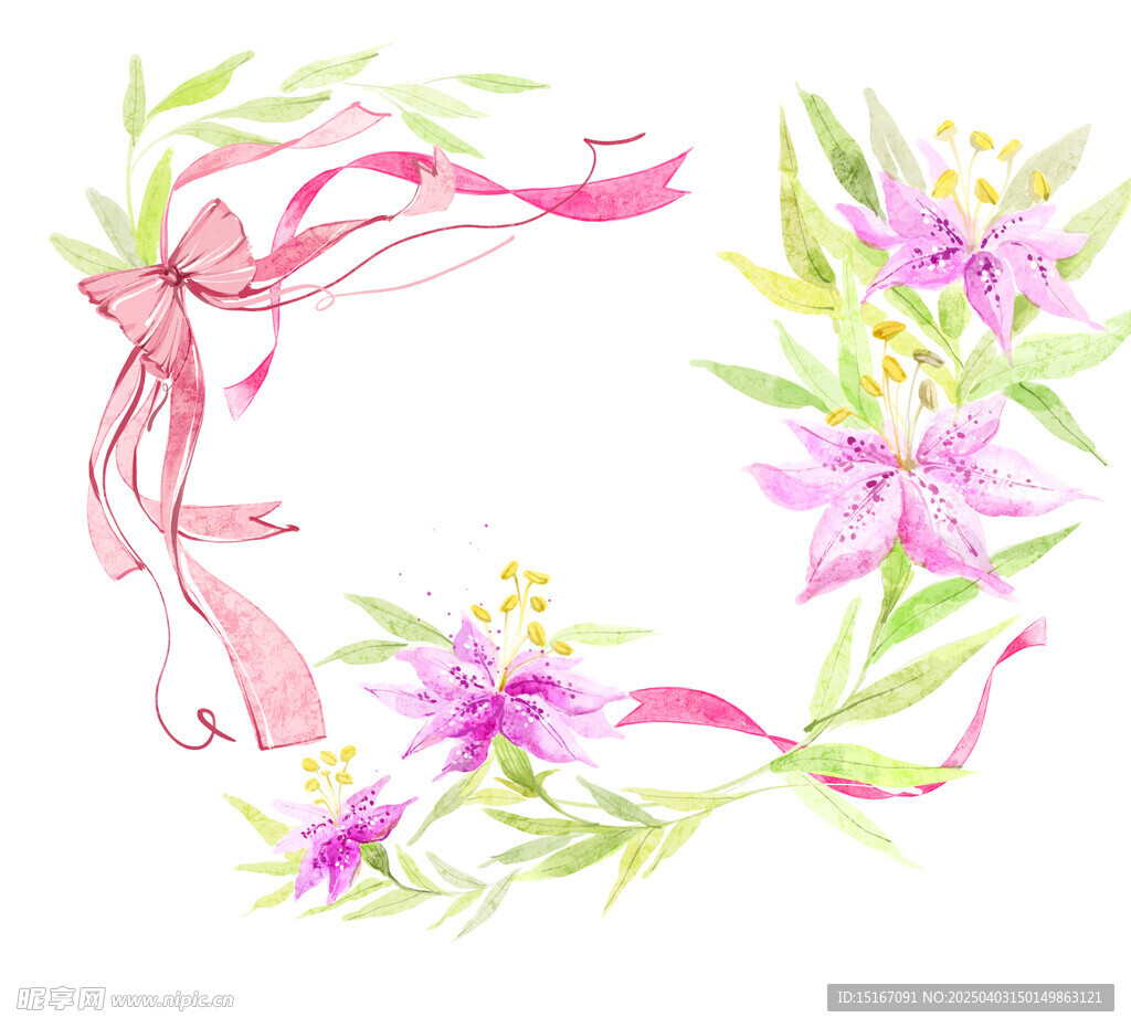 卡通花卉鲜花花边丝带元素