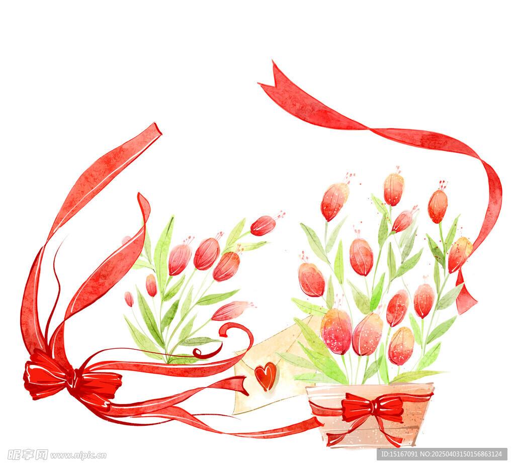 卡通花卉鲜花花边元素