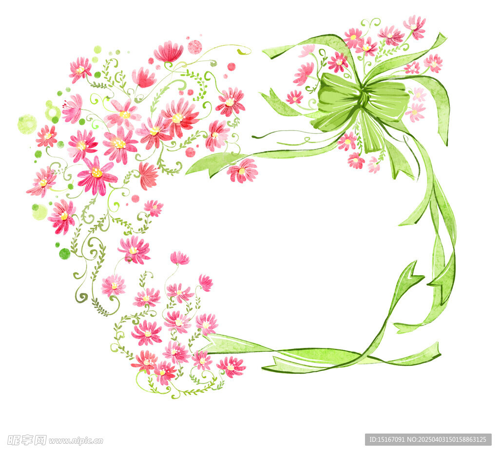 卡通花卉鲜花花边元素