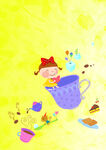 美味下午茶卡通幼儿插画