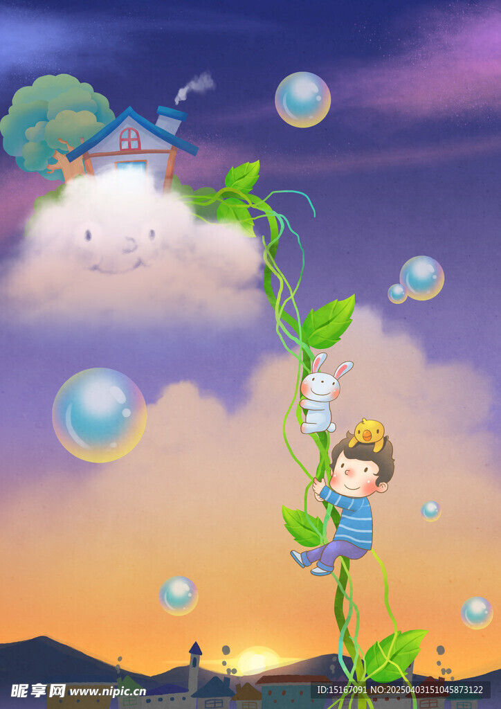 卡通幼儿童话故事插画
