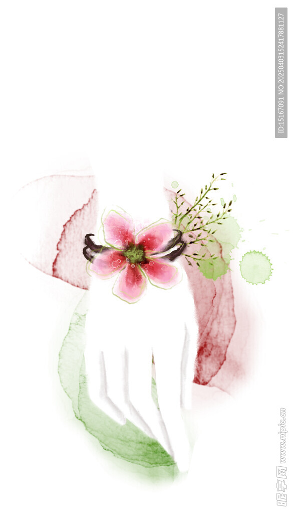 手绘水彩女性配饰插画